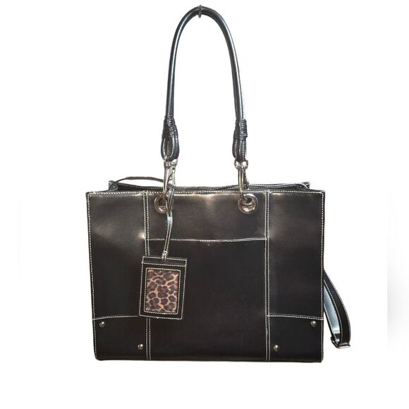 Wilsons Leather XL Black All In One Briefcase, Tote, Laptop Bag 15.75"X12"X4" - Picture 1 of 10